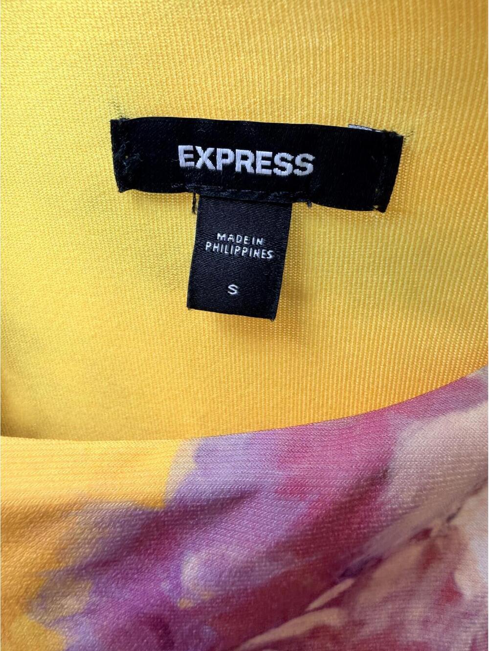 Express Yellow Floral Draped Midi Dress Size S - Picture 7 of 7